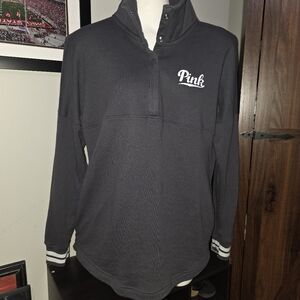 Pink VICTORIA'S SECRET Women's Dark Gray 1/4 Button Top w/Pockets Size Small